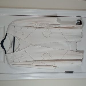 Club Z Collection White Eyelet Lace Open Blouse With Attached Shell Size 22/24
